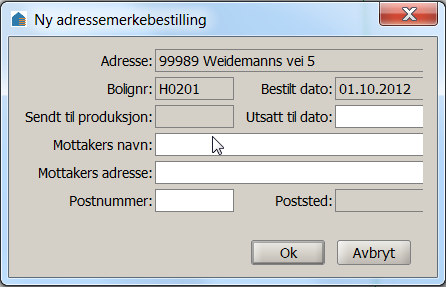 I det nye skjermbilde merker du adresselinja som skal få nytt adressemerke. Alle adressene her har fått adressemerke frå før. Derfor må den adressa som skal ha nytt adressemerke fjernes først.