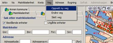 Adresseoppgåver I denne delen skal du løyse oppgåver i menyane veg og adresse ved føring i matrikkelklienten.