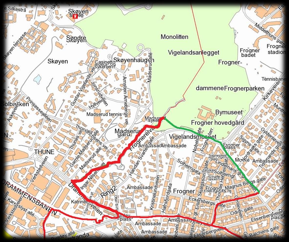 Fra Majorstuen skole til Skøyen skole Følgende adresser foreslås overført: Bygdøy Allé 65-103 Drammensveien 107-121 Eckerbergs gate 2-10 Erling Skjalgssons g.