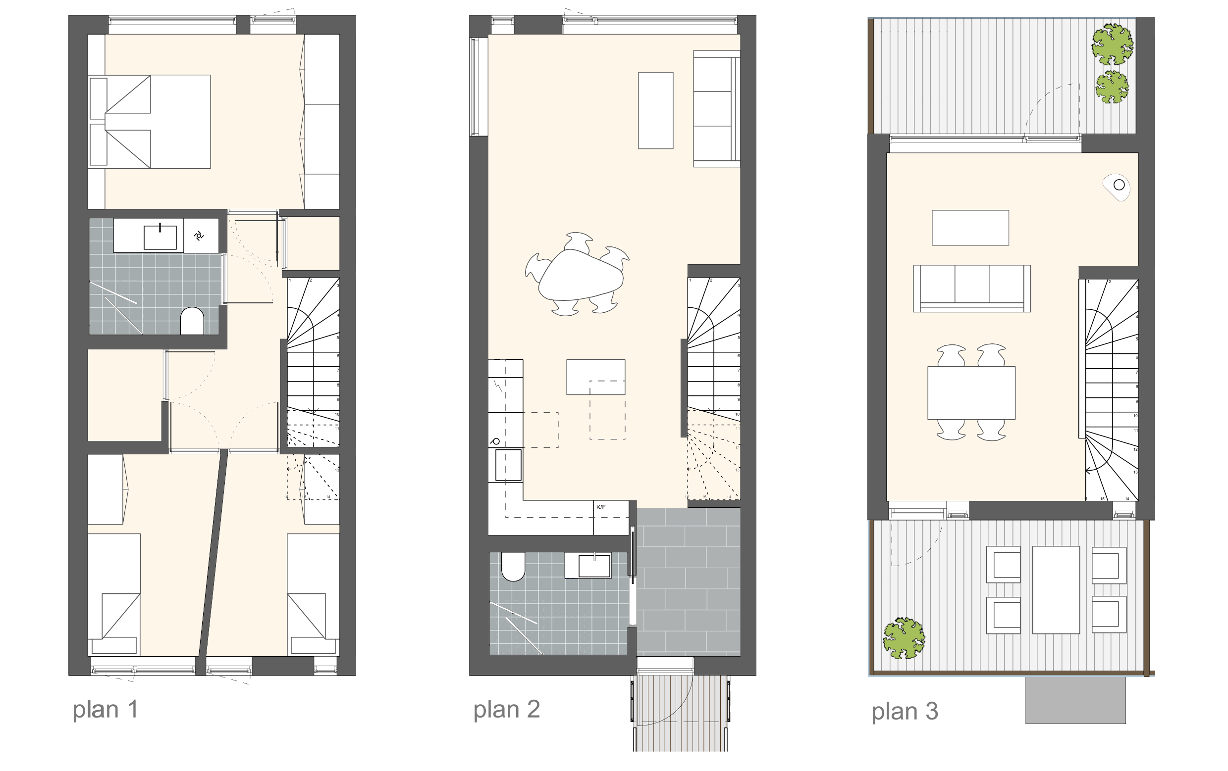 Innholdsrik bolig med og 2 terrasser BRA: 118 m 2 / P-ROM: 115 m 2 / /: 8,8 + 11,9 m 2 Hus 1 ligger mot friarealer 12,9 m 2 8,8 m 2