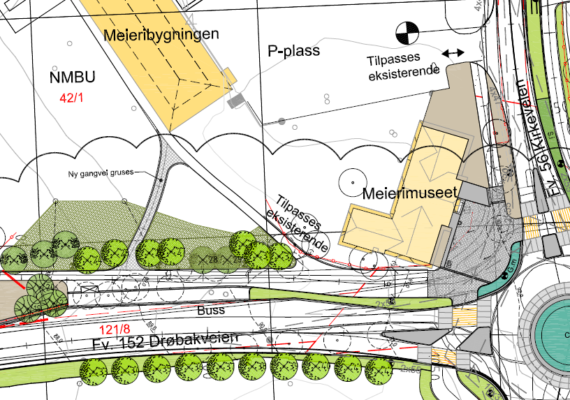 Som følge av opparbeidelsen av bussholdeplassen og gang-/sykkelveien må en del trær fjernes. Annen vegetasjon vil ikke berøres av tiltakene.