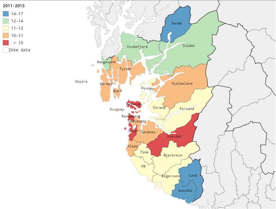 Hoftebrudd: geografisk fordeling, antall