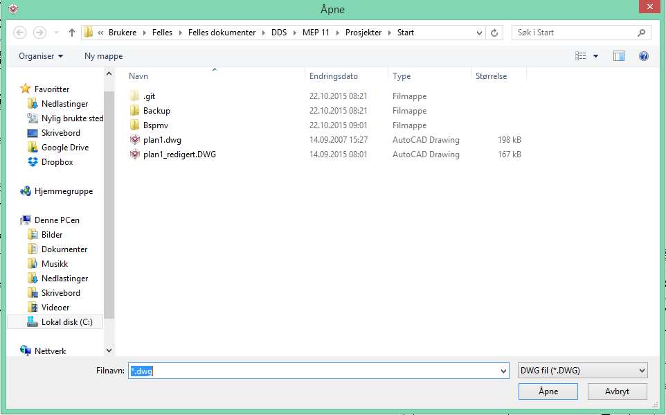 DDS-CAD 11 Sette inn dwg-fil 25 - Sette inn Dwg-fil Vi anbefaler at alle underlagsfiler lagres i en egen mappe i prosjektmappen. Når du står i aktuell modell, trykk på åpnes.