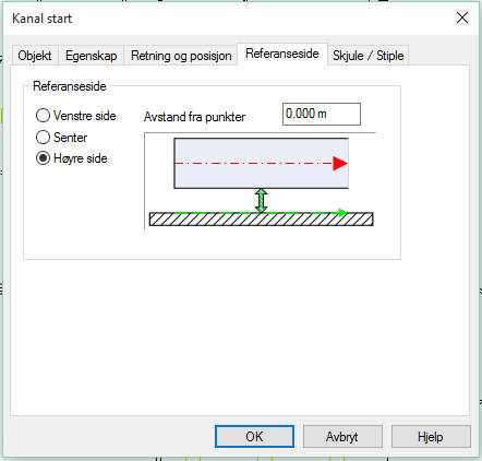 70 Installasjon DDS-CAD 11 Velg hvor kanalen skal startes. Type kanal og skravur velges med knappene [...] i feltene for dette.