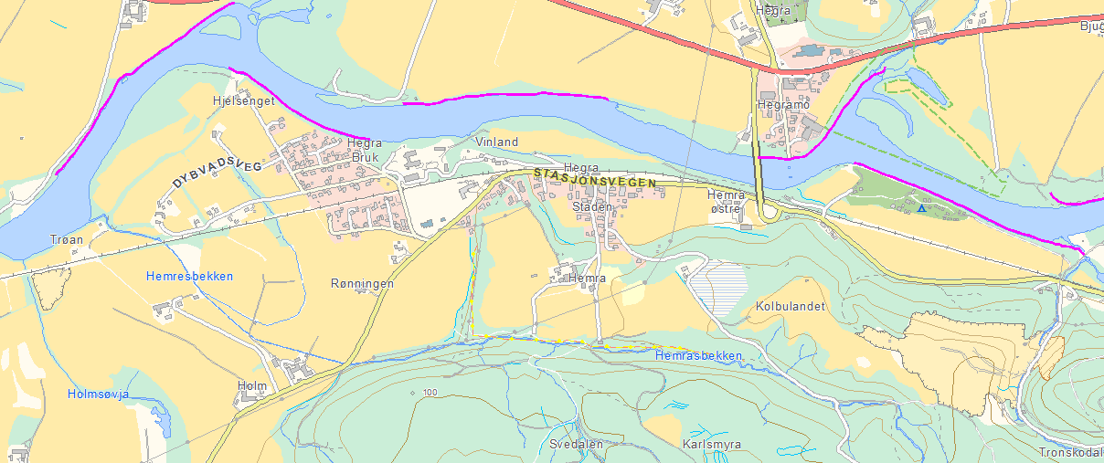4.1.15 Hembrebekken Bekken har utløp i hovedelva 2,3 km nedstrøms Hegrabrua (figur 35).
