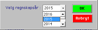 5 5. Velg ønsket år i nedtrekksmenyen og trykk ok. Året er da endret midlertidig skifte. Dette gjelder kun for gjeldende bruker i den sesjonen som er pålogget.