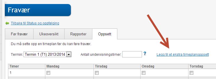 4.2.1 Tips: Oppsett av flere timeplaner Det er mulighet å sette opp ulike timeplaner. Dette gir en mulighet til å sette opp en timeplan A og timeplan B.