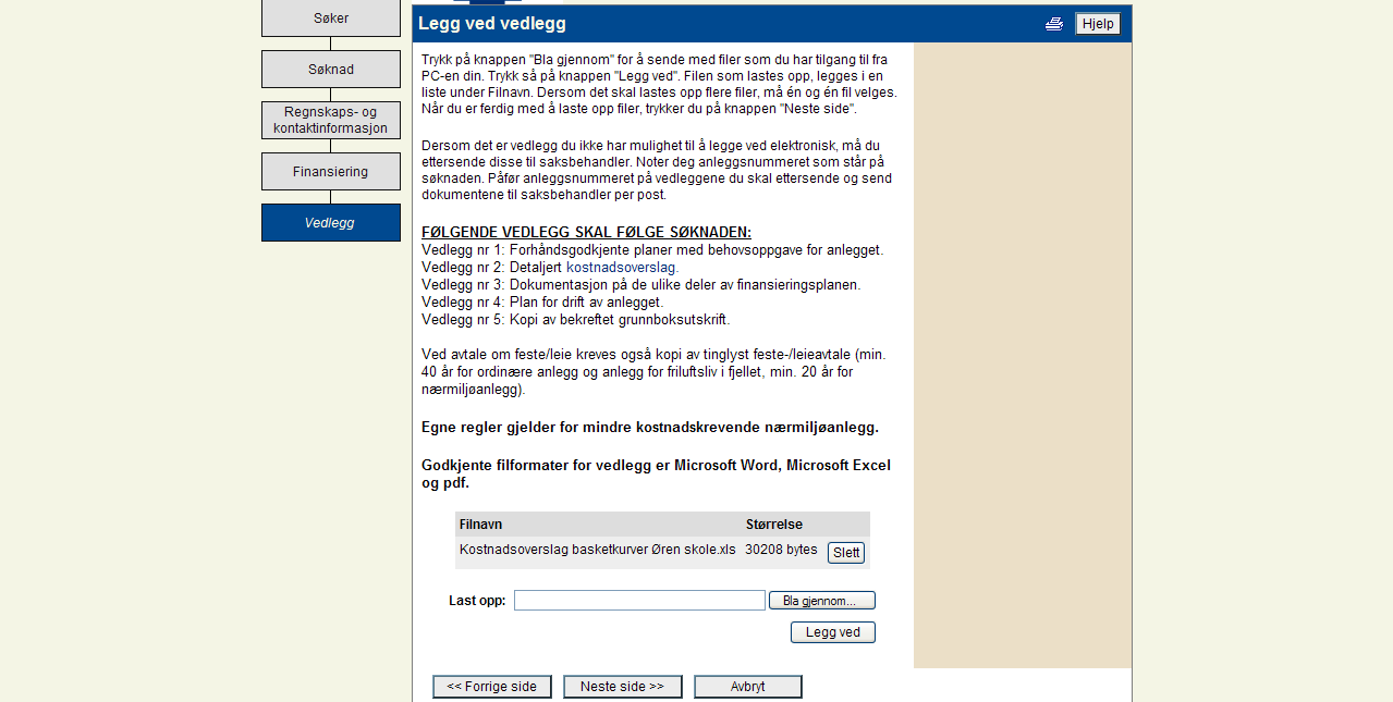 Klikk til slutt på Legg ved for å legge fila til søknadsskjema.