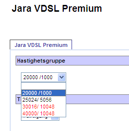 Nye hastigheter på produktet VDSL (2/3) Følgende nye hastigheter vil bli tilgjengelige: Jara VDSL Basis 20704/672 og 20000/1000 Jara VDSL Premium 20000/1000 Jara