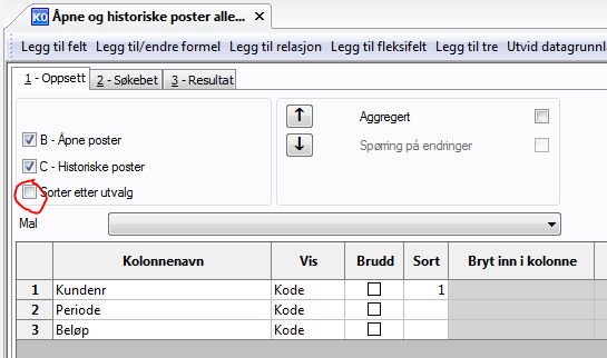 Lær mer om ny funksjonalitet Sorter etter utvalg ABC dvs ulike tabeller kan sorteres enten etter