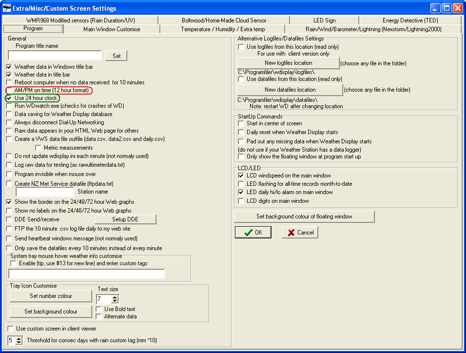 5 Trykk [OK] Gå inn på menyen Setup > Advanced/Misc Settings Da får du opp dette vinduet: Pass på at du er i fanen Program