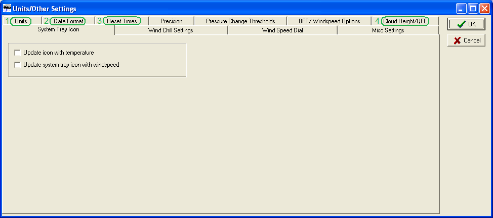 Trykk Control Panel i menyen, deretter 1 Units & Other Settings.