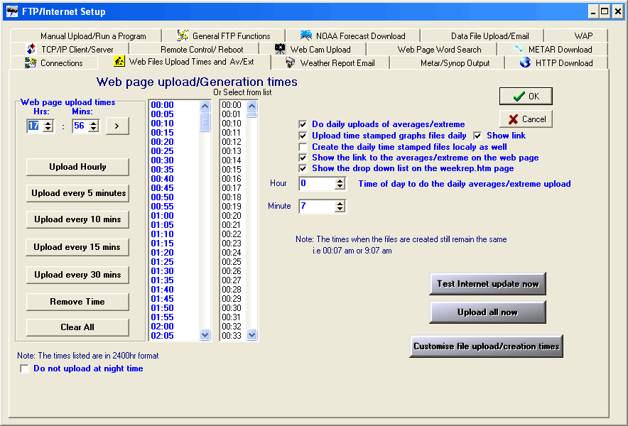 Legg inn et filnavn (Weather Station File Name) uten mellomrom og endelse. Vi har kalt vår for vaer. Den vil da få navnet vaer.htm.