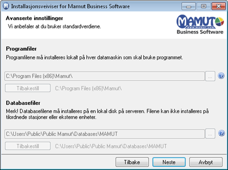 Oppdatering til Mamut Business Software versjon 14 Installasjonstype Server 10a Dette vinduet vises kun for installasjonstypen Server. Enbruker: Fortsett til 10b.