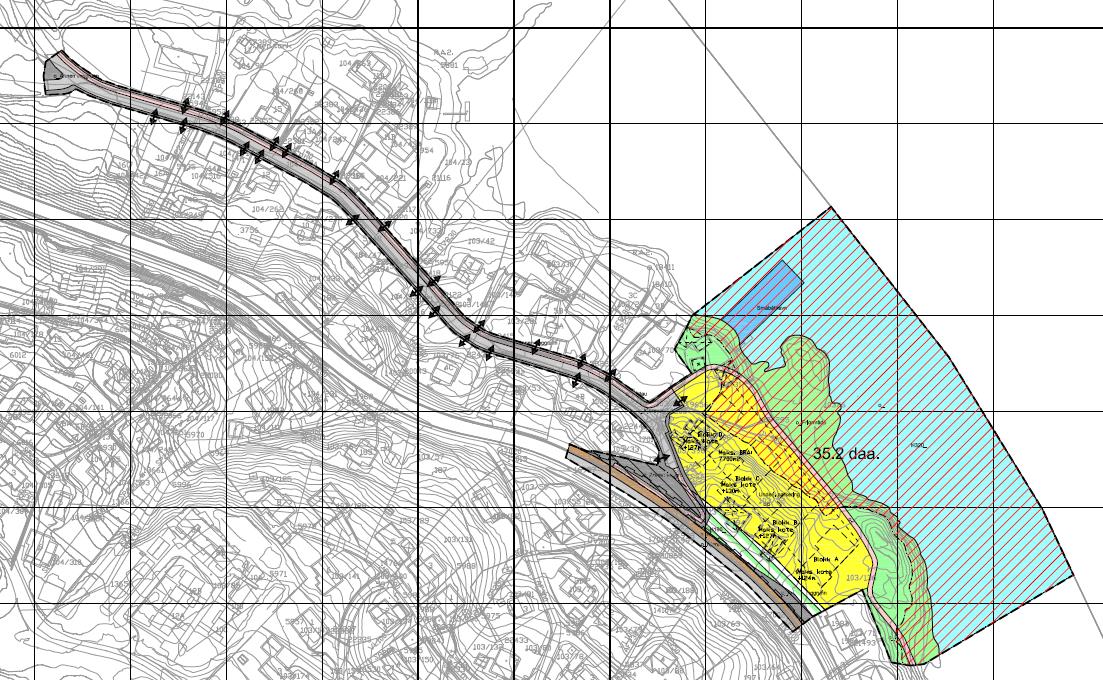 repo001.docx 2012-03-2914 2 Kort om planlagt tiltak Området foreslås utbygget med fire lameller orientert ca. vinkelrett på elven (Figur 2-1 og Figur 2-2). Det planlegges ca.