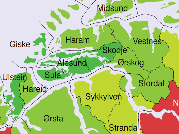 Ålesundsregion med 91 695 innb innen 45 min reisetid Ålesund,