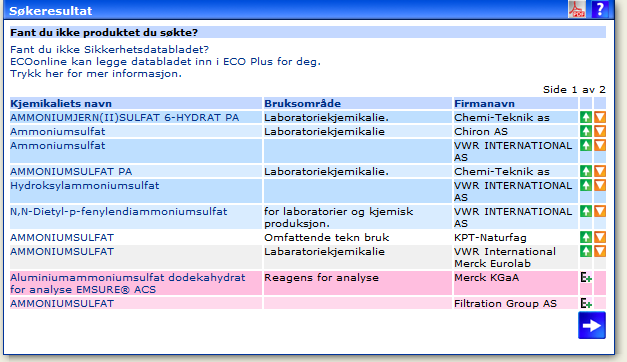 Side : 2 av 6 I «avansert søk» velg under avgrensing «vis kun ECO Local Publisher», og under utgått status vis produkter i bruk. Deretter velger du din virksomhet.