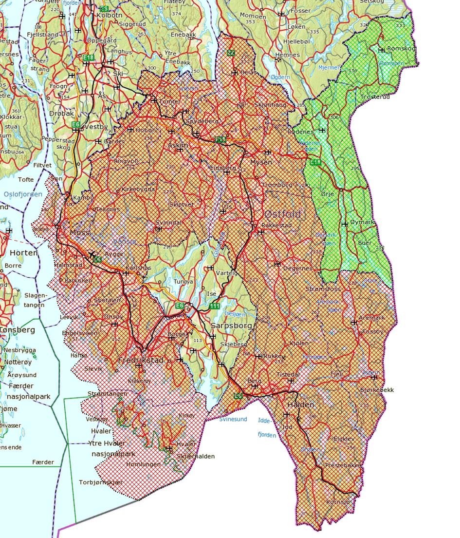 Østfold 4200 km2 ønskes skannet i 2pkt/m2 Prioritet 1,5: Marker og Rømskog Sarpsborg