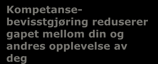 Perception is reality Kompetanse Du tilbyr alt du har men arbeidsgiver kjøper bare en avgrenset del etter hvert ser organisasjonen kun en del av deg.