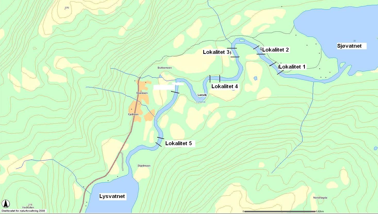 Generelt fremstår Lyselva som ei produktiv elv med store områder med et bunnsubstrat og vannhastighet som er velegna for ungfisk av både laks og ørret (tabell..1).