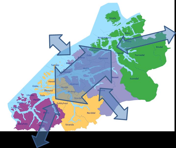 5. På veg mot ein samla Møreregion Frå 13 BA-regionar til 4 ABS-regionar til éin Møreregion? Ferjefri E39 og andre nye samferdselsprosjekt skaper grunnlag for større funksjonelle regionar.
