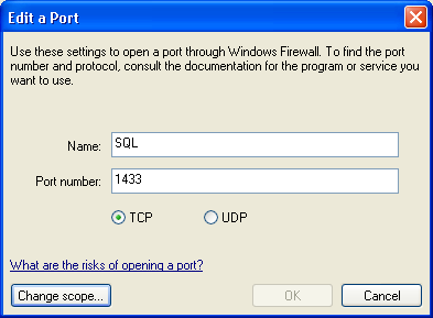 Installasjonsveiledning du endrer innstillingene for Windows-brannmur på Microsofts hjemmesider. Merk at for SQL må du legge til en Port, og for sqlbrowser og for sqlservr må du legge til et Program.