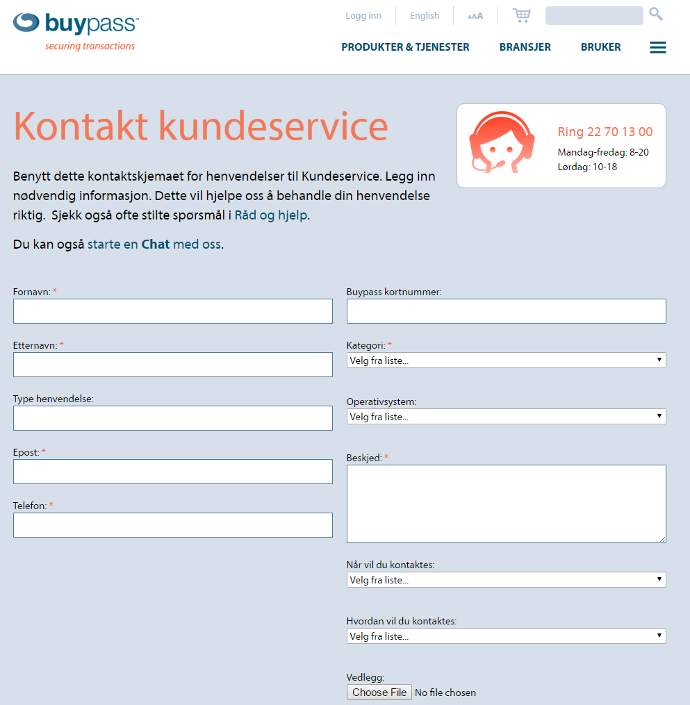 Support - Kundeservice Send alle forespørsler