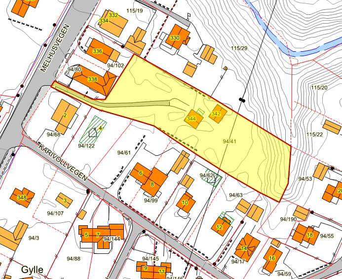 2.3 Planstatus Forslaget til reguleringsplan er i samsvar med gjeldende kommuneplan. Areal for boligbebyggelse. 2.4 Eiendomsforhold 2.4.1 Eiendomskart Figur 2.