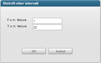 Page 13 of 14 Se bildet under: 6. < Skrive ut fakturaer etter intervall.