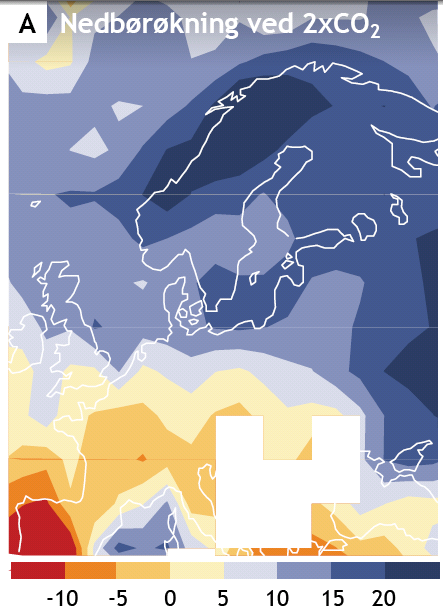 Projisert klimaendring i Norge frem til 2100 Nedbør økning i