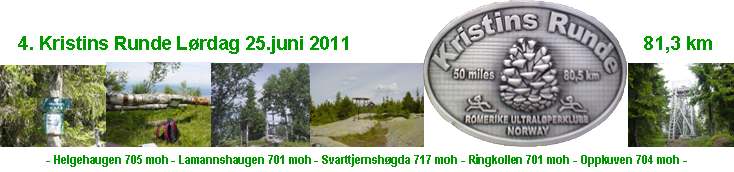 PM Kristins s Runde 2011 side 2 av 6 81,5 km = 50,6 miles: Løypa er identisk med fjoråret, men start/mål er flyttet til Tverrsjøstallen der vi får en veldig bra arena.