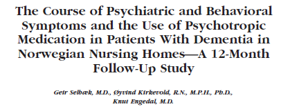 1163 sykehjemspasienter 81% har demens 26% brukte antipsykotika ved baseline 75% brukte det