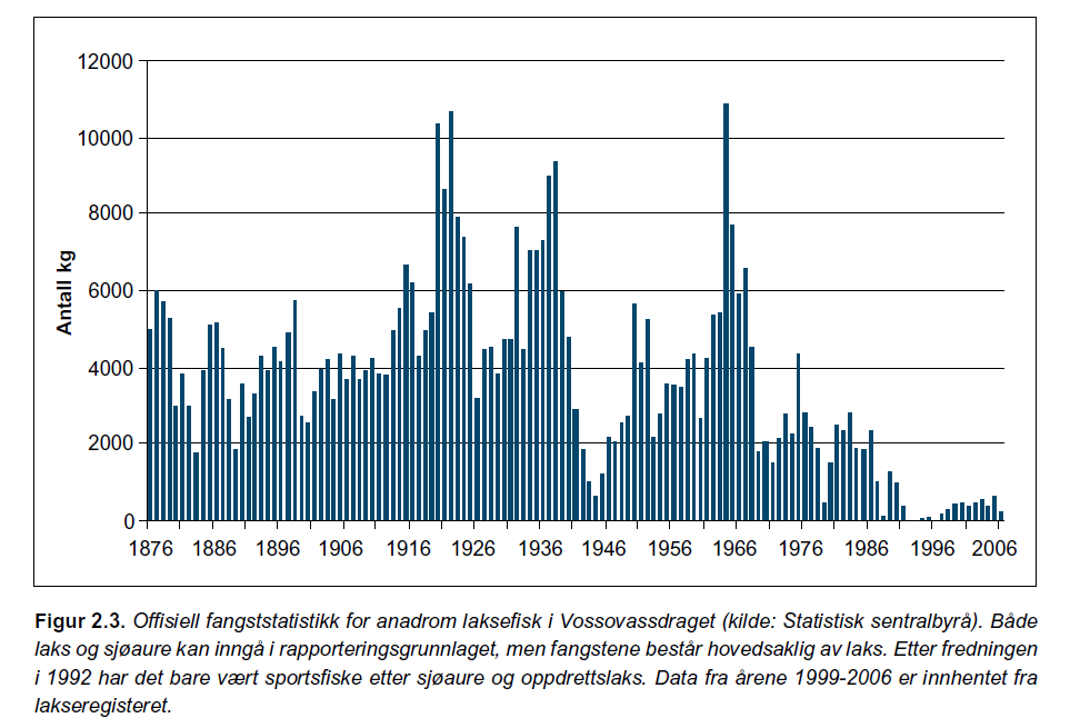 VOSSOLAKSEN - PROSJEKTBAKGRUNN Vossolaksen har, til tross for bestandssammenbruddet som inntraff på slutten av 1980 tallet, fortsatt et internasjonalt renommé som verdens største villaks.