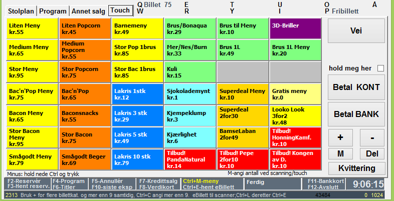 5.5 Touch-salg kiosk/café Hvis man har mange produkter uten strekkode, f.eks.