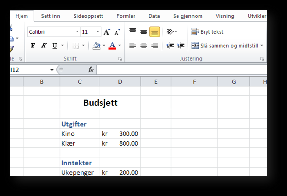 Formatering av tekst Skriftstørrelse, tekstfarge, utheving, fonter, tekstplassering og å slå sammen celler er aktuelle