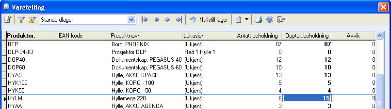 Fasit Oppgave 1 Trykk på Ny i Produktregisteret. Fyll ut produktnummer. Velg Lagervare og deretter Standardlager. Fyll deretter ut påkrevd informasjon.