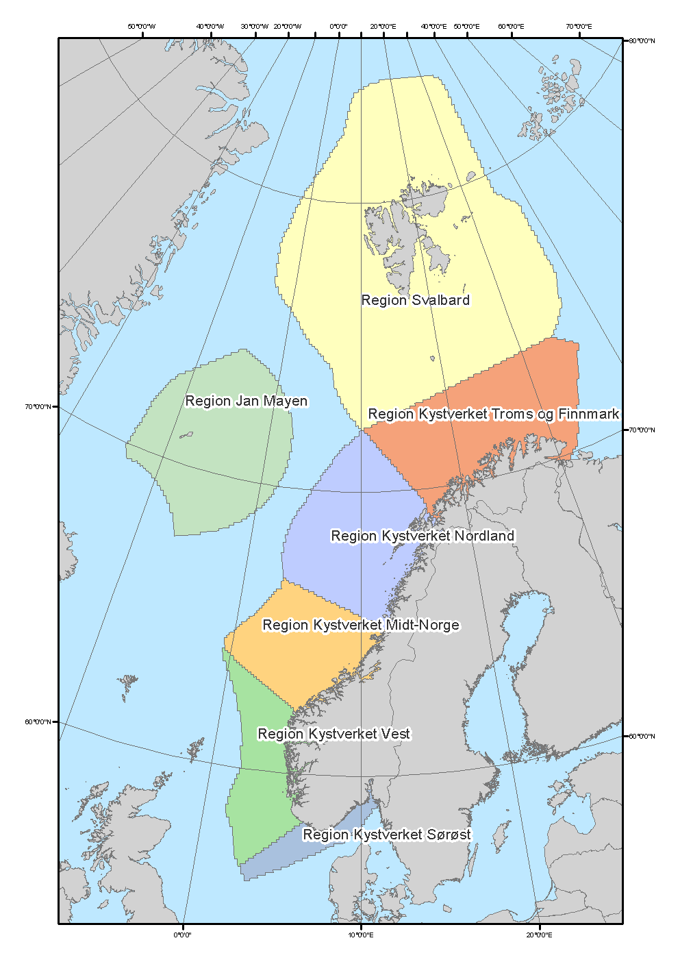 områdene rundt Fastlands-Norge, et grid som i stadig større grad brukes for blant annet miljøverdier og annen statistikk. Analysen er i stor grad basert på statistisk materiale.
