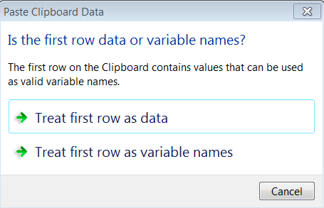 regneark. Trykk ctrl+v for å lime inn dataene du har kopiert (eller bruk menyvalget edit > paste).