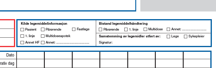 Dokumentere legemiddelsamstemming Det må dokumenteres i pasientkurven at man har gjort en legemiddelsamstemming Utfører kan dokumentere i journal Utfører bør (?