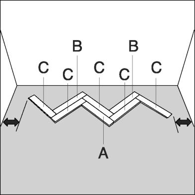 4 av 7 A2. MONTER NESTE C-GULVBORD Fortsett med det neste C-gulvbordet. Legg kortsiden av det forrige gulvbordet (C1) på langsiden av det neste gulvbordet (C2).