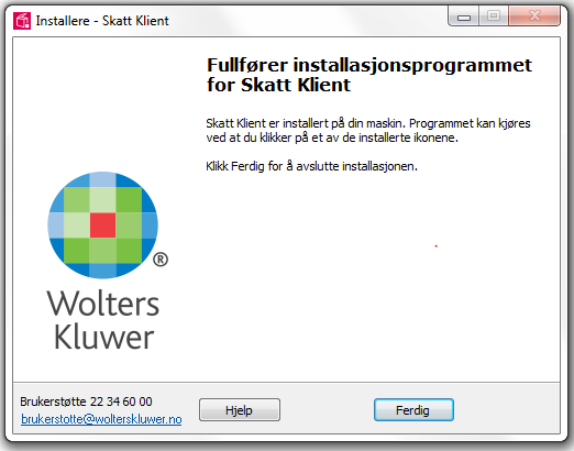 Se over valgene og klikk på Installer: Programmet må nå aktiveres med kundenummer.
