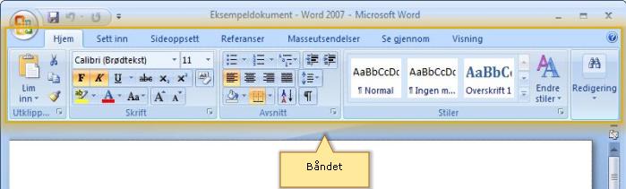 Hurtigverktøylinjen I nye Word, Excel og Powerpoint er det nå laget en hurtigverktøylinje som ligger øverst i skjermbildet. Her kan du legge inn knapper som du bruker ofte. Som f.