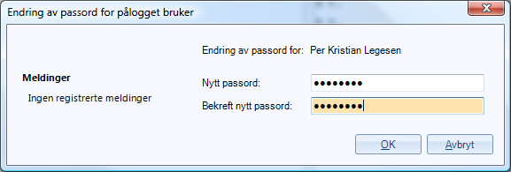 Endre passord Etter at du er opprettet som ny bruker og har fått et passord av administrator, bør du endre dette til et passord kun du kjenner til. 1.