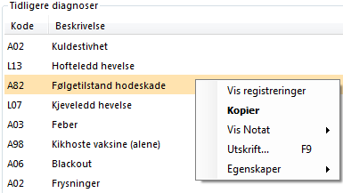 Kroniske diagnoser er en opplisting av de diagnosene som legen har definert som kroniske for pasienten.