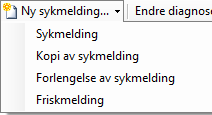 Sykmelding For å skive ut en sykmelding på en pasient starter du modulen Her får du en oversikt over de eksisterende sykmeldingene på pasienten.