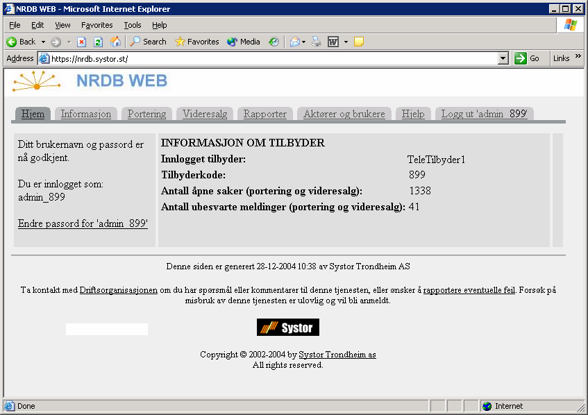 Brukermanual NRDB Web En web tjeneste som støtter NRDB v2 Dokumentnummer