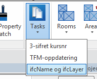 Oppdateringen utføres med ifcname_og_ifclayer-knappen under Tasks på NTItools-menyen.
