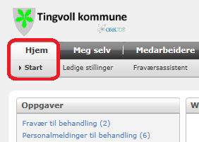 Du kan også klikke på linken Personalmeldinger til behandling på startsiden.