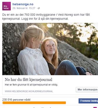 Små budsjett mot klare målgrupper Kjernejournal Lokalsykehus Prevensjon Pakkeforløp Innbyggere på Vestlandet (230