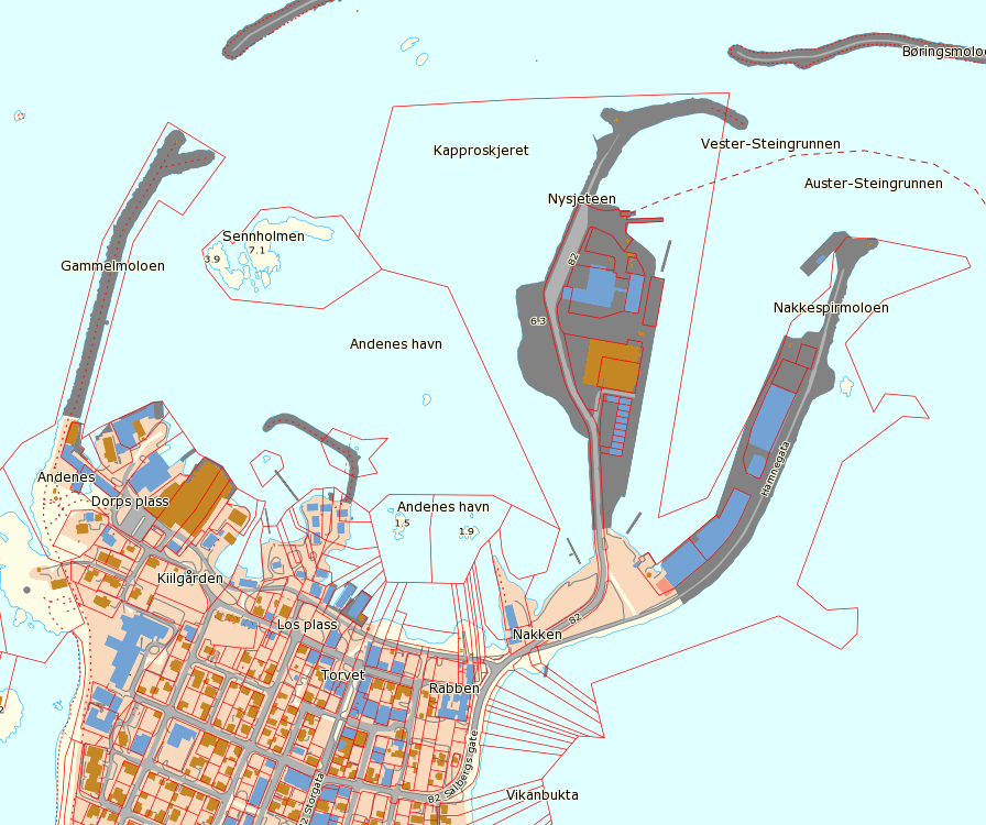 Overordnet trafikksystem De planlagte tiltakene vil i hovedsak påvirke trafikken på fv. 82 Storgata/ Salbergs gate og Hamnegata. Fv. 82 Storgata er hovedgata gjennom sentrum.